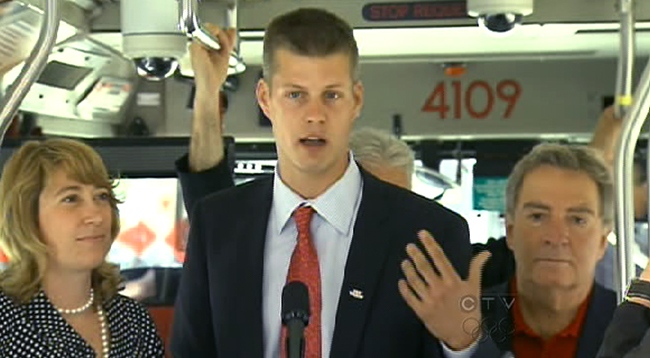Adam Giambrone, chair of the Toronto Transit Commission, speaks during a press conference in Toronto, Friday, June 19, 2009.