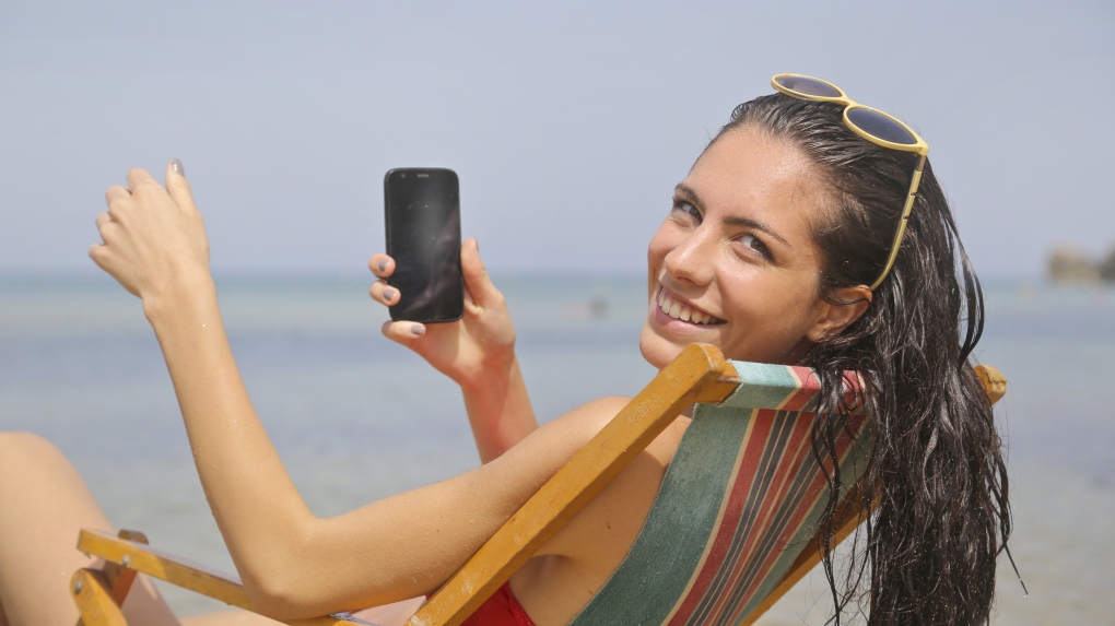 Phone on beach