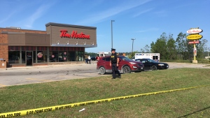 One man was killed following a dispute at a Tim Hortons in Orillia, ON on July 30, 2018 (CTV Barrie Mike Arsalides)