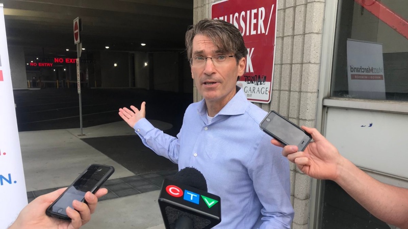Mayoral candidate Matt Marchand pledges to appoint auditor general in first 100 days if elected in Windsor, Ont., on Thursday, Aug. 9, 2018. (Rich Garton / CTV Windsor) 