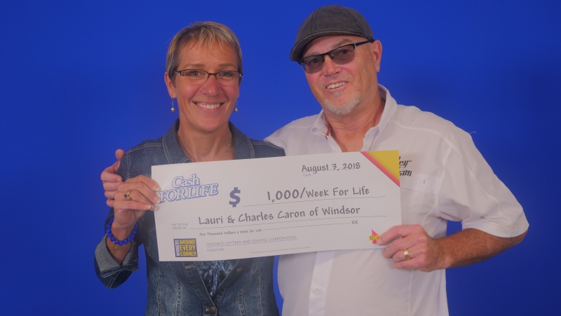 Lauri and Charles Caron won a top prize with Instant Cash For Life. (Courtesy OLG)