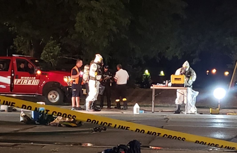 Windsor police are on scene after a truck collision led to the discovery of suspected drugs on Friday, Aug. 11, 2018.
(Manny Paiva / CTV Windsor)

