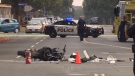 Police shut down Cook Street between Fort and Yates Streets as they investigated the serious collision. Aug. 13, 2018 (CTV Vancouver Island)