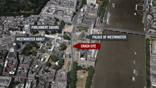 Map shows location of incident at Westminster