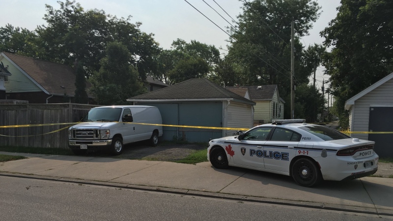 Officers taped off a house in the 1500 block of Gladstone Avenue on Wednesday, Aug. 15, 2018. (Chris Campbell / CTV Windsor) 