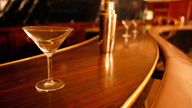 A martini glass and shaker are shown in San Francisco, Monday, August 2, 2010. People accused of sexual assault in Ontario are once again allowed to use excessive intoxication as a defence against criminal charges, a judge has ruled, finding that a federal law preventing such an argument is unconstitutional. (THE CANADIAN PRESS/AP/Eric Risberg)