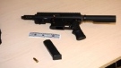 An A&B Arms Aero Survival sawed-off rifle recovered in the area of the Highland Creek. (Police handout)