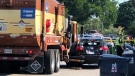 A garbage truck driver has died after being pinned between his truck and a car. (Peter Muscat)