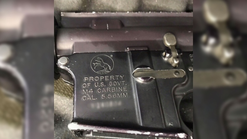 A gun that was mailed to a Bombardier facility in Toronto is seen here. Four guns were included in the unlocked case, which arrived on Aug. 30, 2018. 