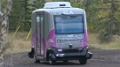 ELA is a driverless vehicle that drives using sensors and a GPS system. It is being run on a pilot program, taking passengers back and forth between the Calgary Zoo and TELUS Spark.