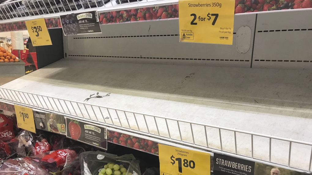 Empty shelves at a Brisbane supermarket