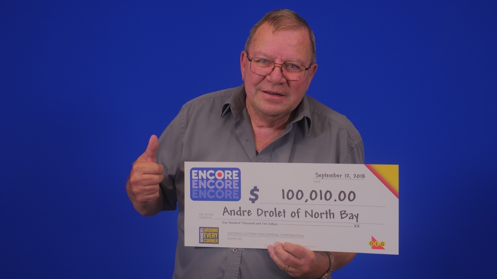 Andre Drolet of North Bay won $100,010 in lottery