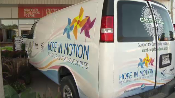 A van to be filled with food donations