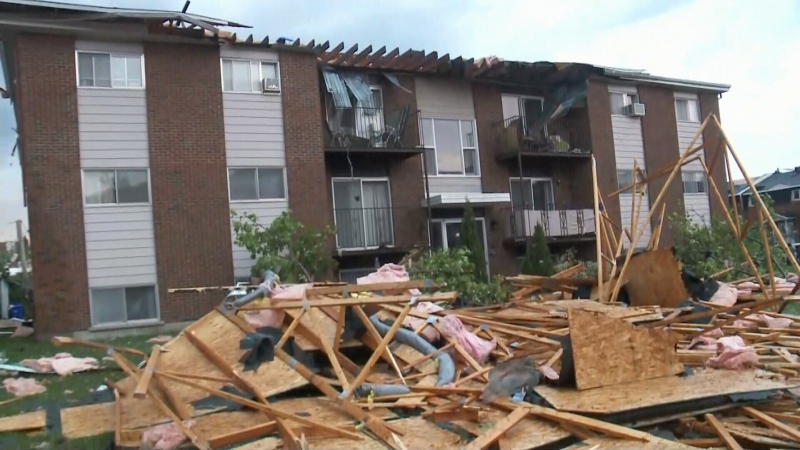 A view of damage caused to a property in the Ottawa area after a tornado hit, Friday, Sept. 21, 2018.