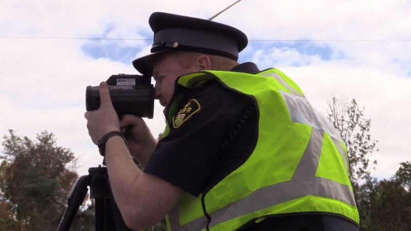 OPP conduct radar on Highway 400, Barrie, Ont. on Thursday, October 4, 2018. (CTV News/Mike Arsalides)