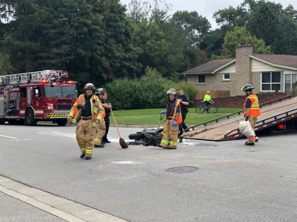 Fire crews at scene of motorcycle crash