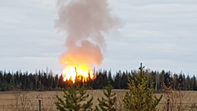 A large fire can be seen near Prince George, B.C. on Oct. 9, 2018. (Submitted by Crystal Connors)