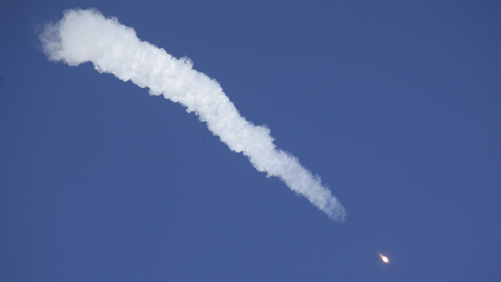 Soyuz-FG rocket booster over Kazakhstan