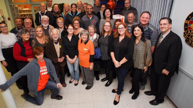 Essex MP Tracy Ramsey surrounded by friends and supports as it's announced she will be taking another run a MP for Essex. Saturday Oct. 13, 2018. (Photo via Twitter/@tracyram)