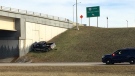 Police say the single-vehicle collision occurred on northbound Stoney Trail at about 11:50 a.m.