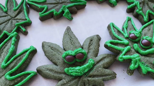 Cannabis-free pot leaf cookies at Radical Gardens