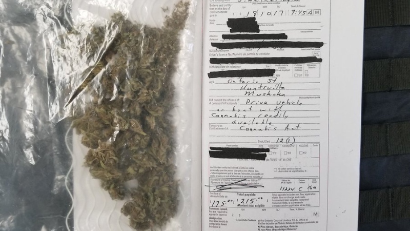 Ontario Provincial Police issued a $215 ticket for having cannabis “readily available” in a vehicle. (Twitter/OPP_CR)