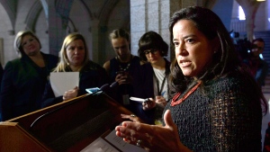 Jody Wilson-Raybould, Minister of Justice and Attorney General of Canada, makes an announcement on Parliament Hill in Ottawa on Thursday, Oct. 18, 2018, regarding the criminal justice system as it relates to animal cruelty. (THE CANADIAN PRESS/Sean Kilpatrick)