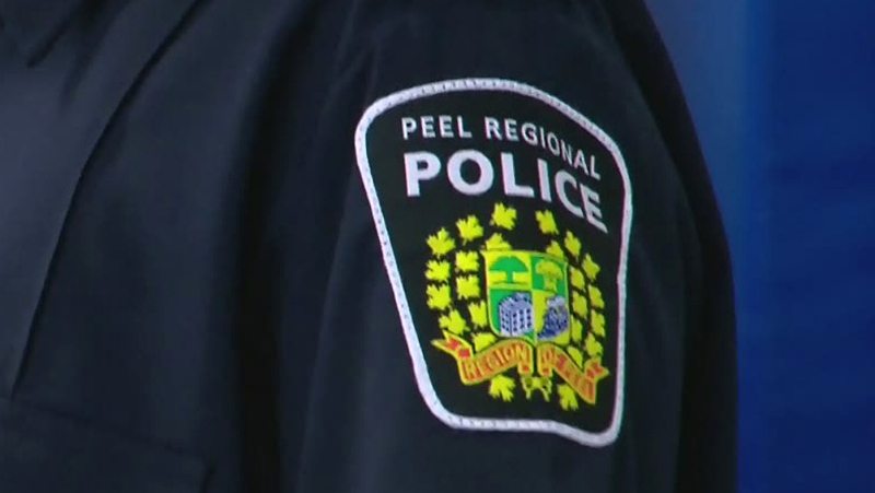 A badge on the uniform of a Peel Regional Police officer is seen in this undated file image. 