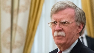 FILE - In this Wednesday, June 27, 2018 file photo, U.S. National security adviser John Bolton waits for the talks with Russian President Vladimir Putin in the Kremlin in Moscow, Russia. (AP Photo/Alexander Zemlianichenko, Pool)