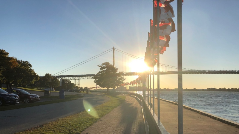 Flags of Remembrance along the Windsor riverfront in Windsor, Ont., on Thursday, Oct. 18, 2018. (Melanie Borrelli / CTV Windsor)