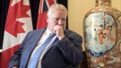 Ontario Premier Doug Ford is pictured in his office during a meeting with Federal Conservative Leader Andrew Scheer in the Queens Park Legislature in Toronto on Tuesday October 30, 2018. (THE CANADIAN PRESS/Chris Young)