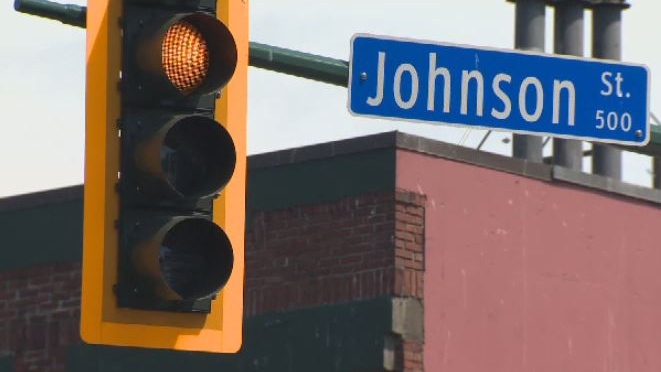 johnson street victoria traffic yellow light