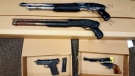 Two handguns and two shotguns were seized by Durham Regional Police on Nov. 2, 2018. (Police handout)