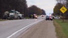 One man suffered serious injuries in a two-vehicle crash east of Bluevale, Ont. on Tuesday, Nov. 6, 2018. (Scott Miller / CTV London)