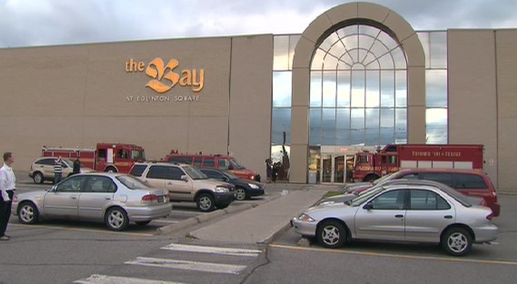 Emergency crews were called to the Bay store at the Eglinton Square shopping centre at around 7:45 p.m., Tuesday, July 7, 2009.