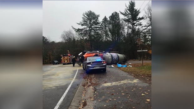 cement truck over-turns