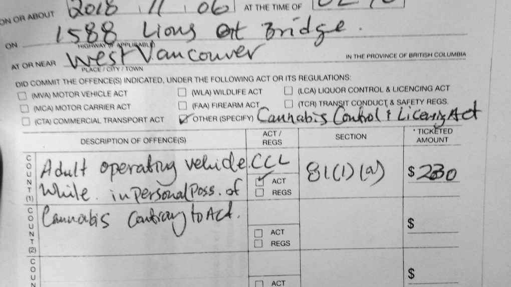 cannabis first driving ticket
