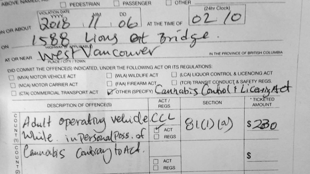West Vancouver's first cannabis ticket