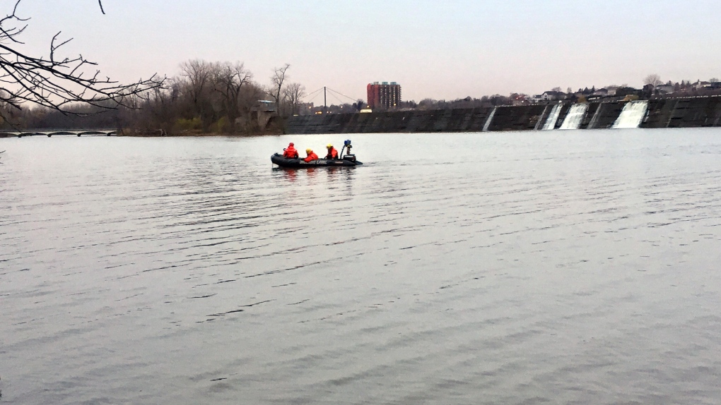 Emergency crews, rescue boat, Montreal