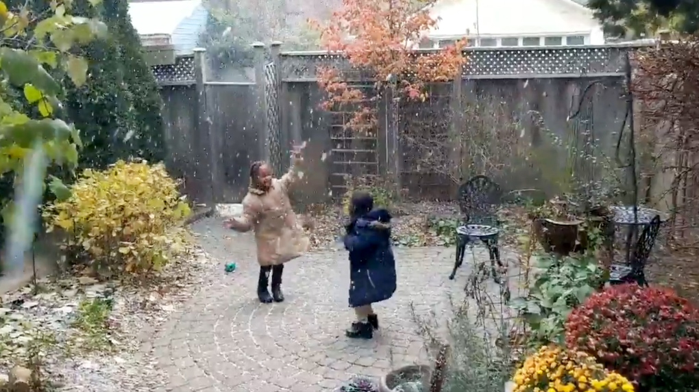 Children playing in snow 