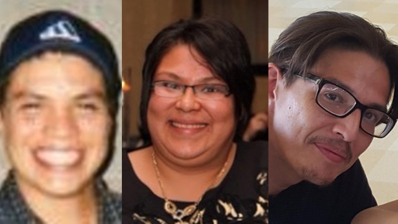 (left to right) Michael Shane Jamieson,  Melissa Trudy Miller, and Alan Grant Porter, are pictured in this composite image of photos released by Ontario Provincial Police Thursday November 15, 2018. All three were found dead in a private field in the municipality of Middlesex Centre, Ont. on Nov, 4, 2018. (Handout /OPP)