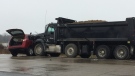 OPP are investigating a serious collision between a dump truck and SUV on Highway 3 on Thursday, Nov. 15, 2018. (Stefanie Masotti / CTV Windsor) 