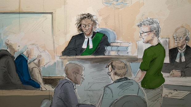 Three boys are seen in this court sketch appearing on charges connected to alleged assaults at St. Michael's College School. (Alexandra Newbould) 