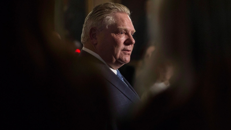 Premier Doug Ford speaks to media at Queens Park, in Toronto, on Monday, Nov. 19, 2018. THE CANADIAN PRESS/Chris Young
