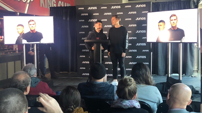 Loud Luxury speaks at a JUNO Awards announcement in London, Ont. on Thursday, Nov. 22, 2018. (Adrienne South / CTV London)