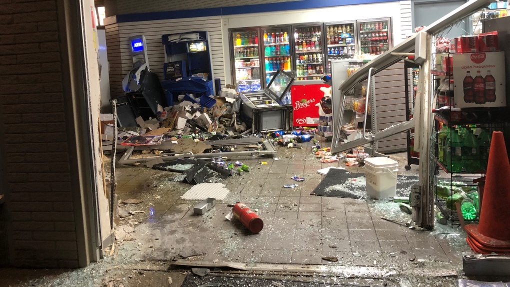 The aftermath of an attempted ATM theft