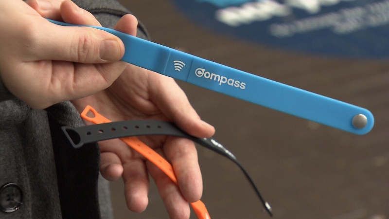 TransLink's new wearable Compass Card is seen on Nov. 28, 2018.