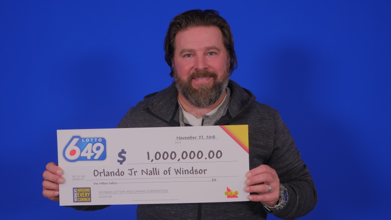 Orlando Jr. Nalli won the guaranteed $1-million prize in the Nov. 21 Lotto 6/49 draw. (photo supplied by OLG)