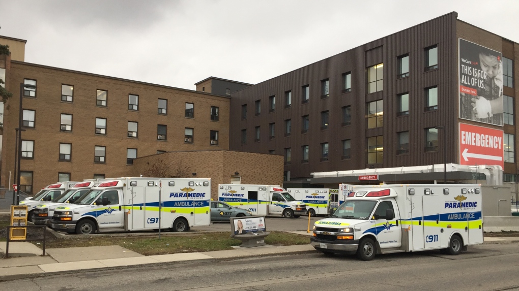 Ambulances waiting outside a hospital