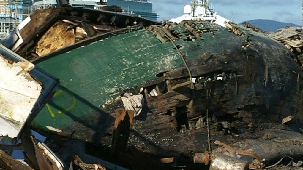 Derelict boat clean-up underway on Gulf Islands
